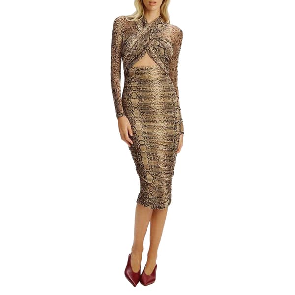 Bardot Dam/Dam Aliyah Ormmönstrad Bodycon Omlottklänning S Na Natural Snake S