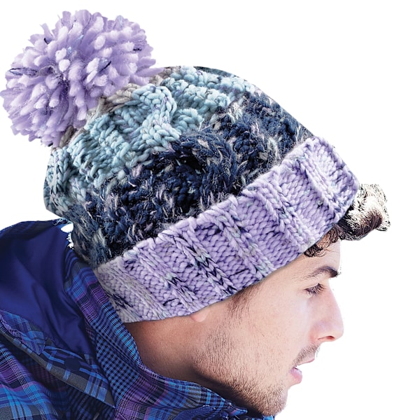 Beechfield Unisex Vuxna Korkskruv Stickad Pom Pom Mössa Hatt O Lavender Fizz One Size