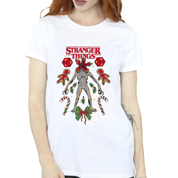 Netflix Dam/Damer Stranger Things Jul Demogorgon Bomull Boyfriend T-shirt White 3XL