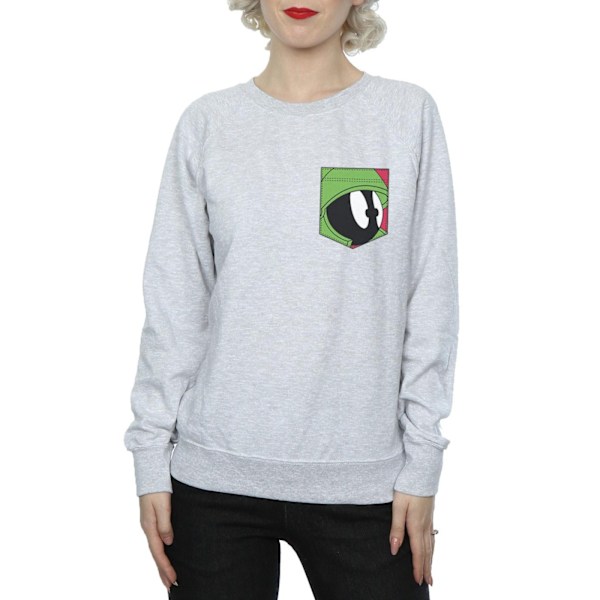 Looney Tunes Dam/Damer Marvin The Martian Ansikte Faux Fick Heather Grey XXL