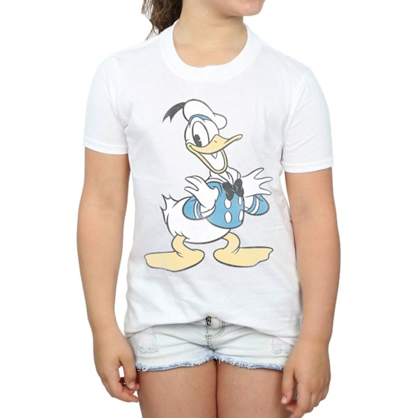 Disney Girls Donald Duck Posing Bomull T-shirt 7-8 År Vit White 7-8 Years