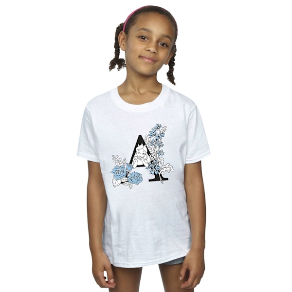 Disney Girls Alice In Wonderland Letter A Bomull T-shirt 3-4 år White 3-4 Years