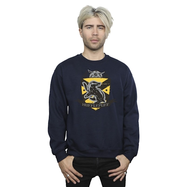 Harry Potter Hufflepuff Bröstmärke Sweatshirt 4XL Marinblå Navy Blue 4XL