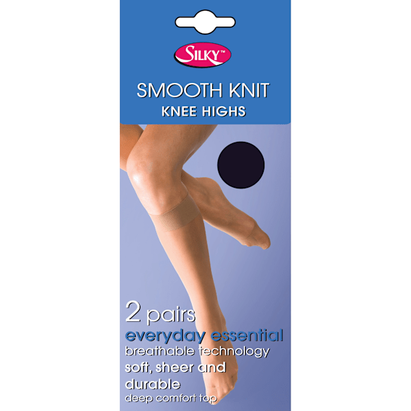 Silky Womens/Ladies Smooth Knit Knästrumpor (2 par) En Storlek ( Navy One Size (UK Shoe 3-8)