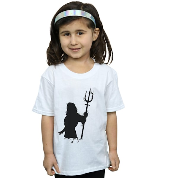 DC Comics Girls Aquaman Mono Silhouette Bomull T-shirt 9-11 år White 9-11 Years