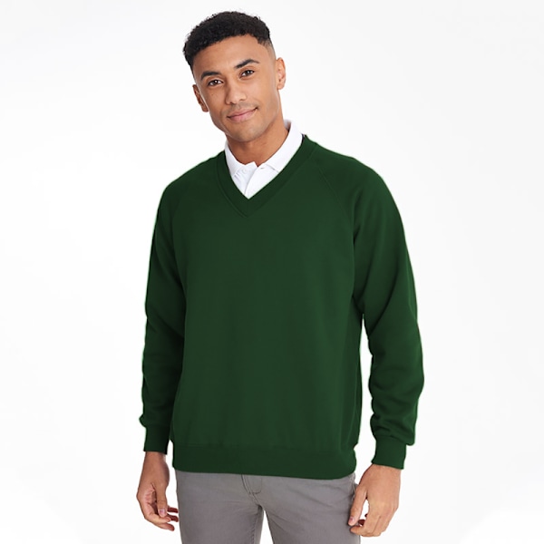 Maddins Mens Coloursure V-Neck Sweatshirt 3XL Flaskegrön Bottle Green 3XL