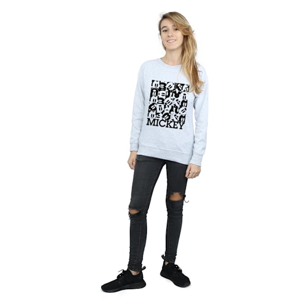 Disney Dam/Kvinnor Mickey Mouse Grid Sweatshirt S Heather Gre Heather Grey S