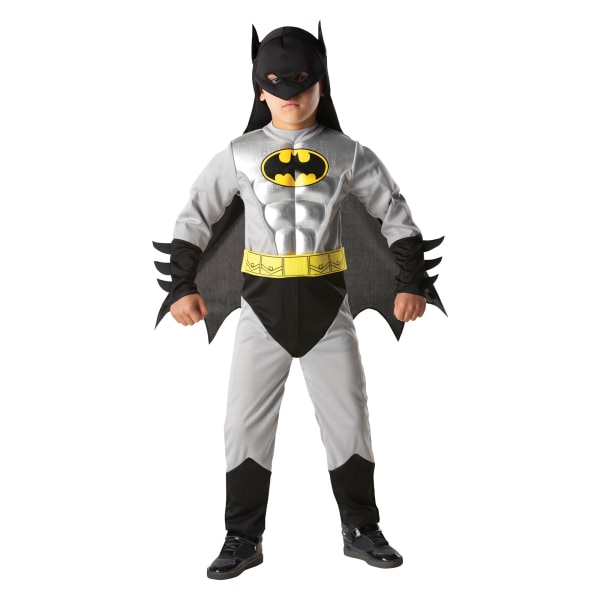 Batman Childrens/Kids Deluxe Metallic Costume S Silver/Svart/Ye Silver/Black/Yellow S