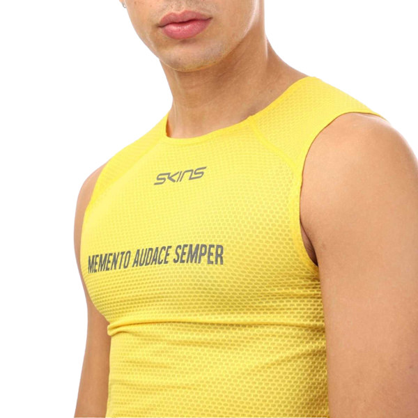 Skins Herr Cykel Ärmlös Underställ Topp L Gul Yellow L