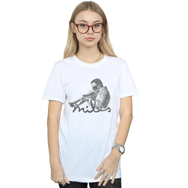 Miles Davis Dam/Damer Profil Skiss Bomull Boyfriend T-shirt White 5XL