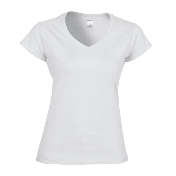 Gildan Dam/Dam Soft Touch V-ringad T-shirt 10 UK Vit White 10 UK