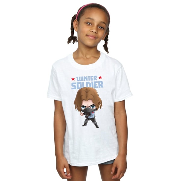 Marvel Girls Winter Soldier Bucky Toon Bomull T-shirt 3-4 år White 3-4 Years