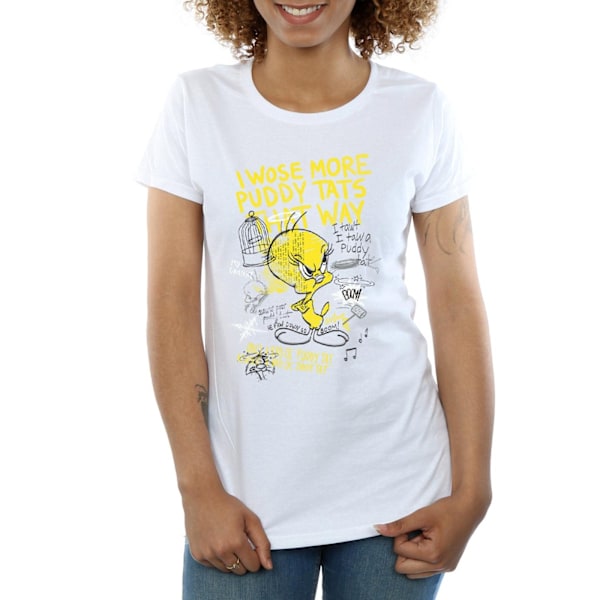Looney Tunes Dam/Damer More Puddy Tats Tweety Bomull T-Shir White S