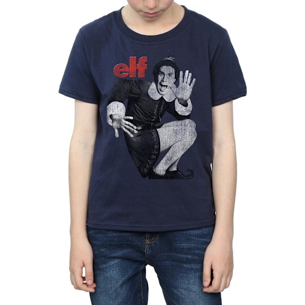 Elf Boys Mono Distressed Poster T-Shirt 12-13 år Marinblå Navy Blue 12-13 Years