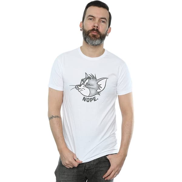 Tom och Jerry Herr Nope Face Bomull T-shirt S Vit White S