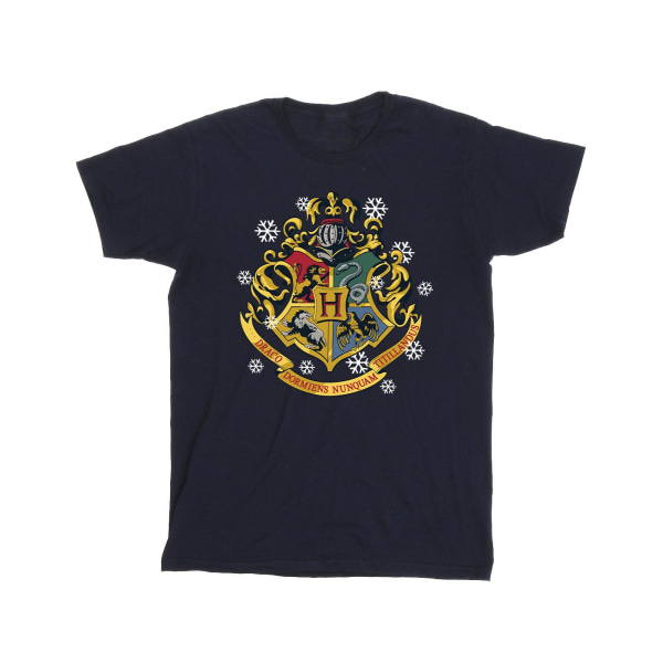 Harry Potter Girls Christmas Crest T-shirt i bomull 9-11 år Na Navy Blue 9-11 Years