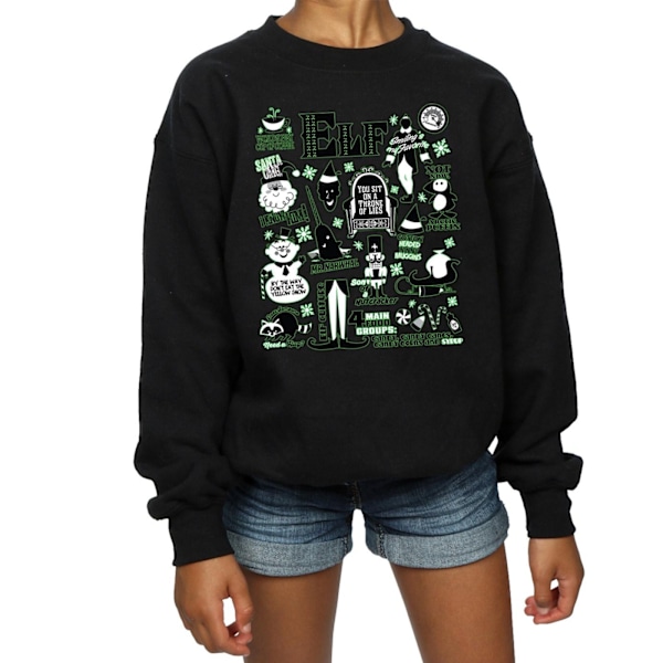 Elf Girls Infografisk Poster Sweatshirt 7-8 år Svart Black 7-8 Years