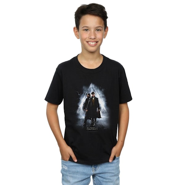 Fantastiska vidunder Boys Newt och Dumbledore Poster T-shirt 9-11 år Black 9-11 Years