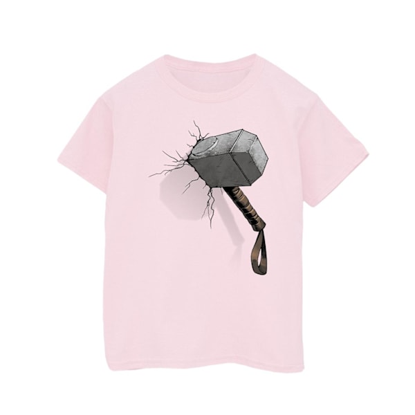 Marvel Universe Girls Thor Hammer Crack Bomull T-shirt 3-4 år Baby Pink 3-4 Years