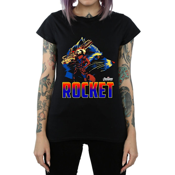 Marvel Dam/Kvinnor Avengers Infinity War Rocket Karaktär Bomull T-shirt Black XL