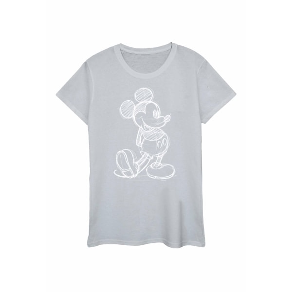 Disney Womens/Ladies Mickey Mouse Sketch Kick Cotton T-Shirt XL Sports Grey XL