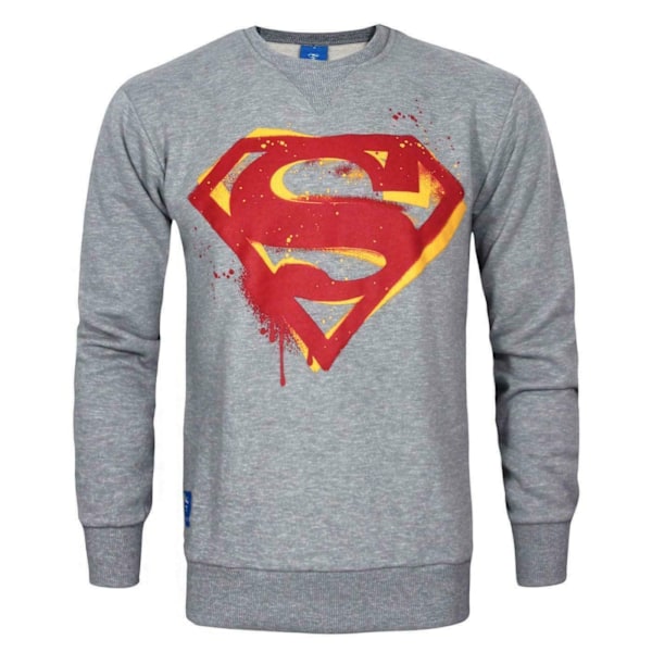 Superman Herr Stencil Sweatshirt M Grå Grey M