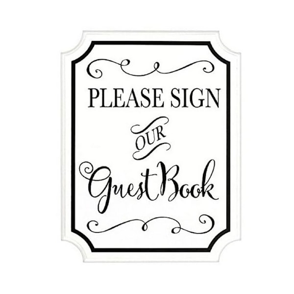 Amscan Please Sign MDF Bröllops Gästbok En Storlek Vit/Svart White/Black One Size