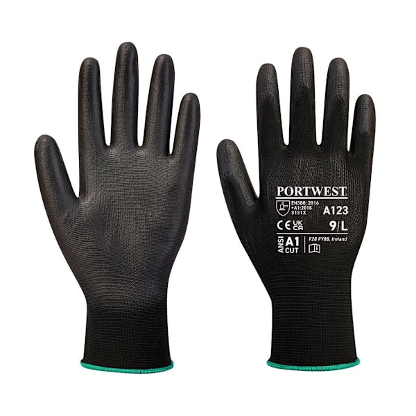 Portwest Unisex Adult A123 PU Palm Grip Gloves L Black Black L