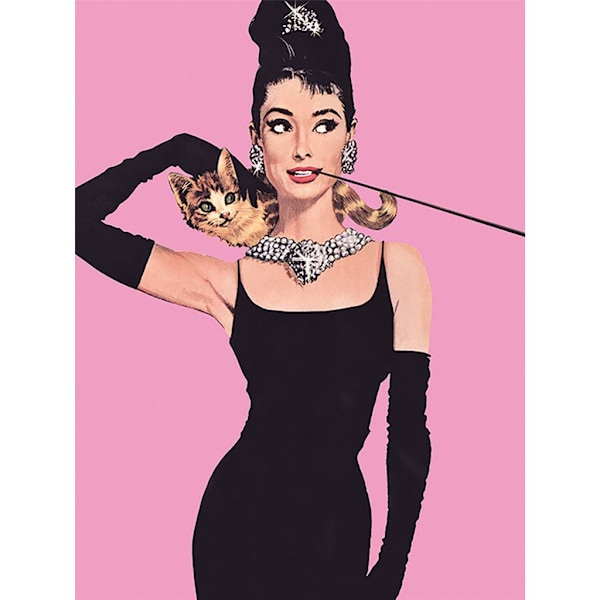 Audrey Hepburn Dele - Rosa Canvas Print 40cm x 30cm Rosa/Svart Pink/Black 40cm x 30cm