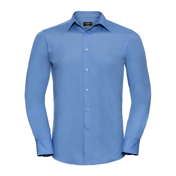 Russell Collection Herr Poplin Skräddarsydd Långärmad Skjorta L Co Corporate Blue L