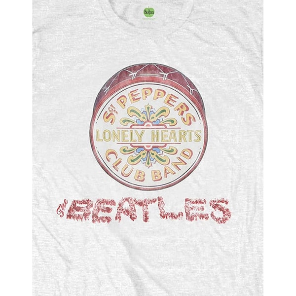 The Beatles Unisex Adult Drum Logo T-Shirt XL Vit White XL