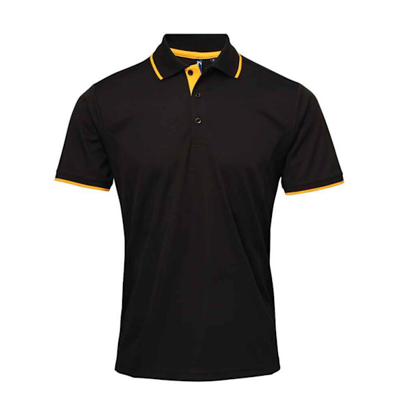Premier Mens Coolchecker Contrast Pique Polo Shirt M Svart/Solros Black/Sunflower M