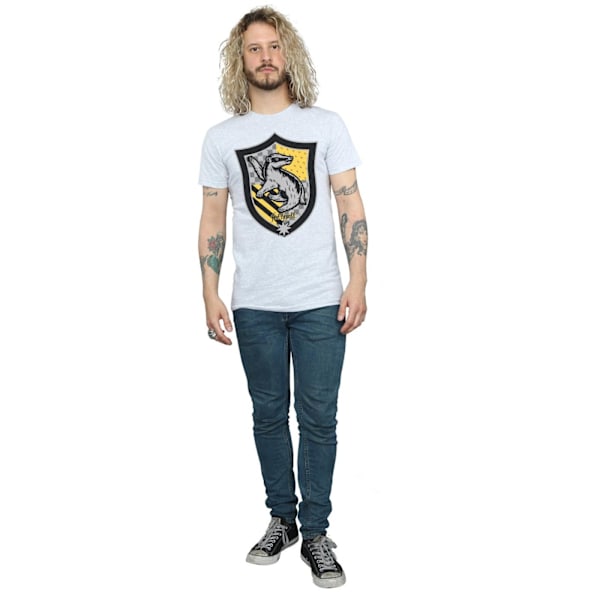 Harry Potter Herr Hufflepuff Crest Flat T-Shirt L Sports Grey Sports Grey L