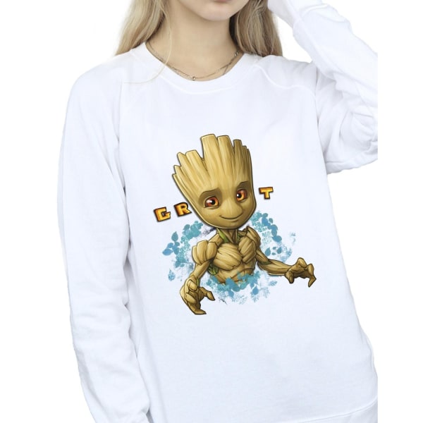 Guardians Of The Galaxy Dam/Ladies Groot Flowers Sweatshirt White L