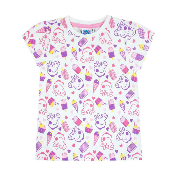 Greta Gris flickor All-Over Print T-shirt 4-5 år Vit White 4-5 Years