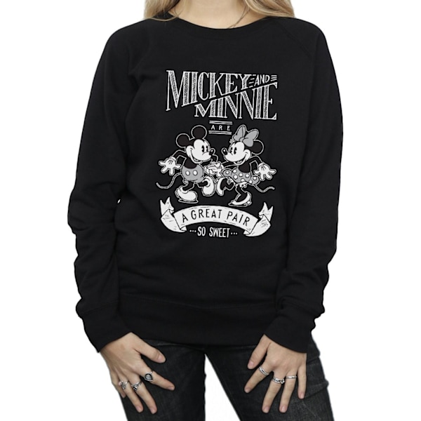 Disney Dam/Damer Mickey Och Minnie Mouse Great Pair Sweatshirt Black L