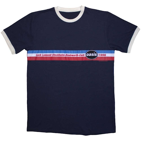 Oasis Unisex Vuxen 1996 Tour Horisontell Randad Ringer T-Shirt S Navy Blue S