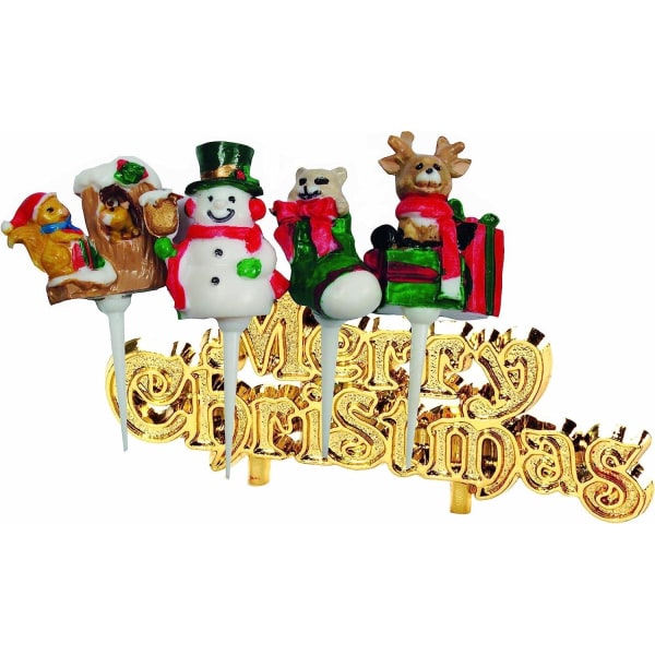 Creative Party Woodland Christmas Plastic Cake Topper (Förpackning med Gold/Red/Green One Size