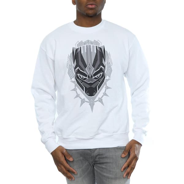Marvel Herr Svart Panter Huvud Sweatshirt L Vit White L