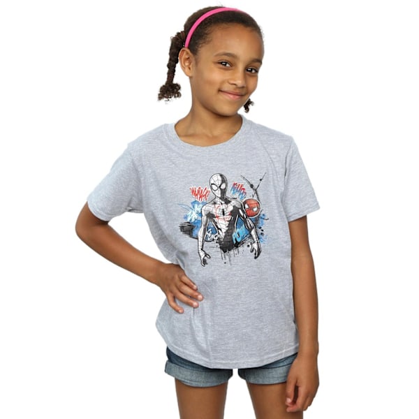 Marvel Girls Spider-Man Graffiti Pose Bomull T-shirt 7-8 år Sports Grey 7-8 Years