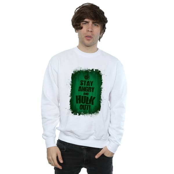 Marvel Mens Hulk Stay Angry Sweatshirt M Vit White M