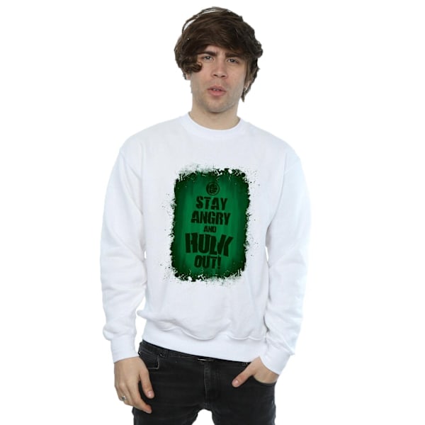 Marvel Mens Hulk Stay Angry Sweatshirt XL Vit White XL