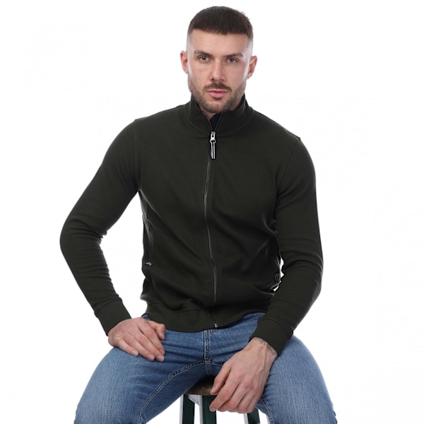 Mercery Amonwoods Våfflad Sweatshirt med Full Dragkedja för Män M Khakigrön Khaki Green M