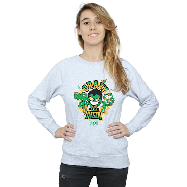 DC Comics Dam/Damer Teen Titans Go Crazy For Pizza Sweatshirt Sports Grey XL