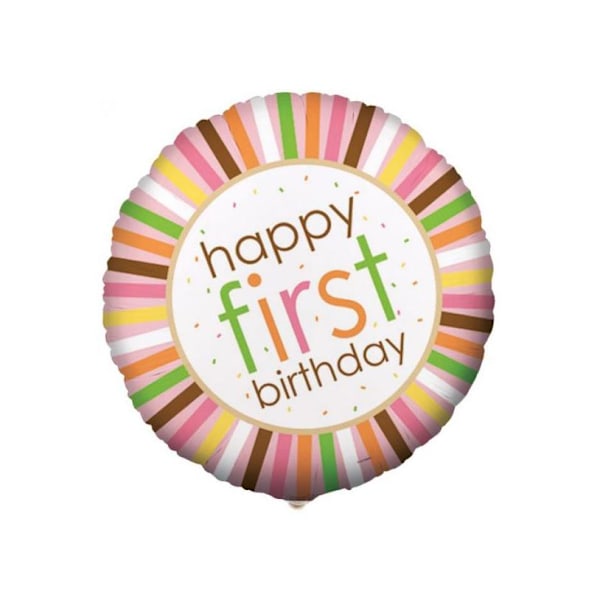 Kontrastrandig folieballong för 1-årsdag, enfärgad, flerfärgad Multicoloured One Size