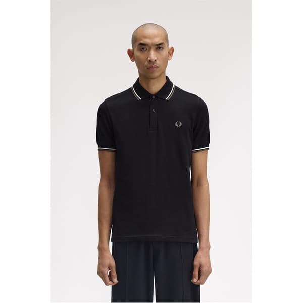 Fred Perry Herr Twin Tip Pikétröja XL Svart/Grå Black/Grey XL