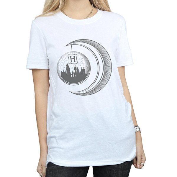 Harry Potter Dam/Kvinnor Hogwarts Moon Bomull Boyfriend T-Shi White S