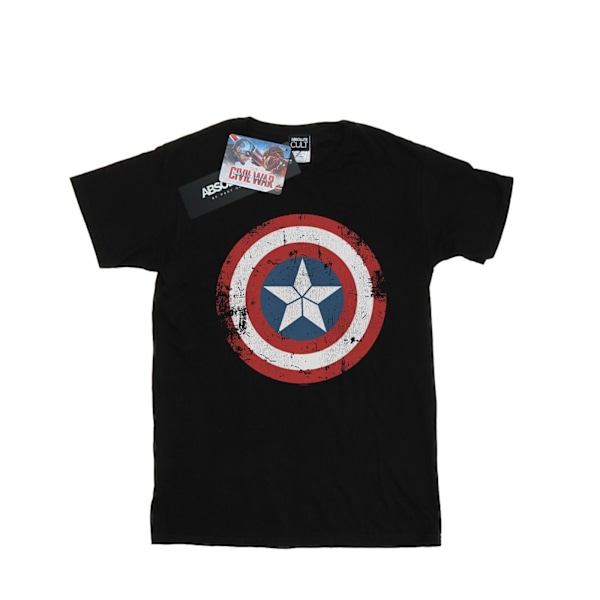 Marvel Girls Captain America Civil War Distressed Shield Bomull Black 9-11 Years