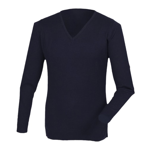 Henbury Mens Cashmere Touch akryl V-ringad tröja / stickade plagg L Navy L