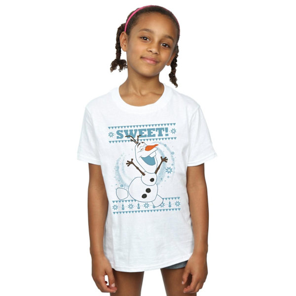 Disney Girls Frozen Olaf Sweet Christmas Bomull T-shirt 3-4 år White 3-4 Years